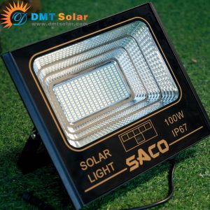 Đèn pha năng lượng mặt trời 100W SACO - Pin Mono đen sạc siêu nhanh 9 solar light 100w h1